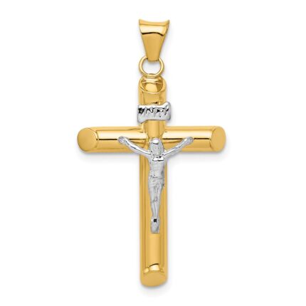 14k Two-Tone Polished Crucifix Pendant