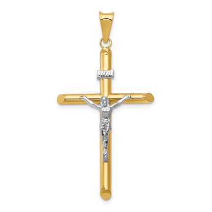 14k Two-Tone Polished INRI Crucifix Pendant