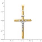 14k Two-Tone Polished INRI Crucifix Pendant - Image 3