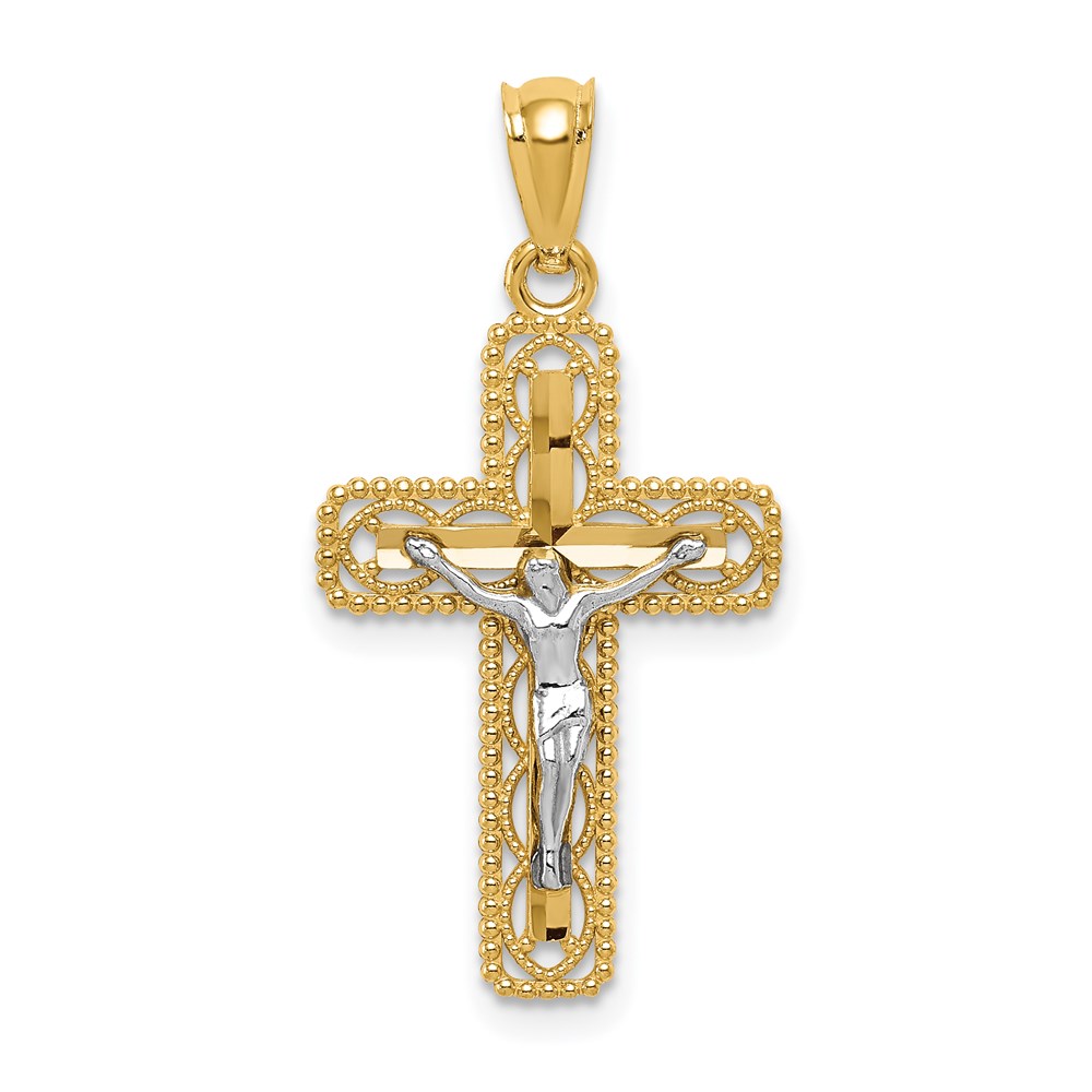 K6301.jpg 14k Two-tone Polished Crucifix Pendant - Image 1