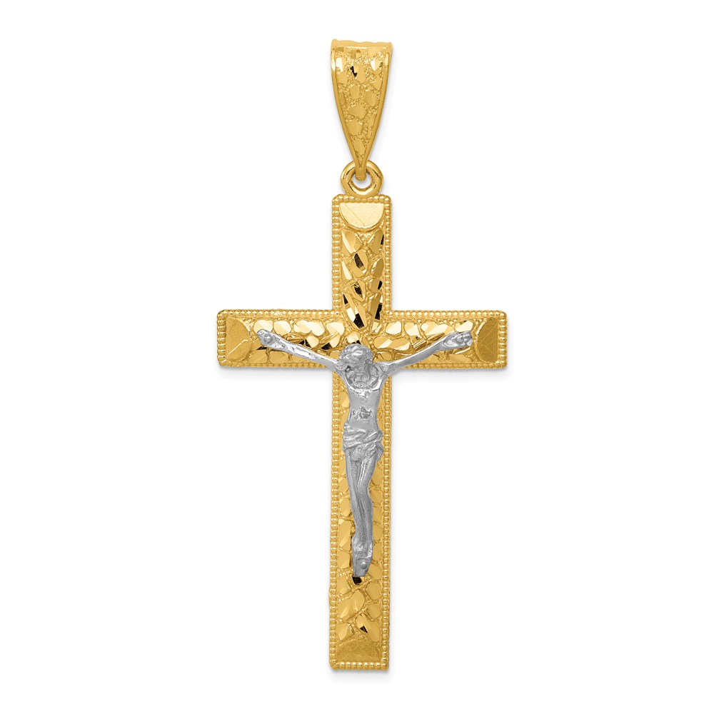K6302.jpg 14k Two-tone Diamond-cut Crucifix Pendant - Image 1