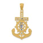 14k and White Rhodium Polished Mariners Crucifix Pendant - Image 4