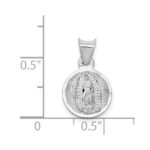 14k White Gold Polished Diamond-cut Semi-solid Our Lady Of Guadalupe Round Pendant - Image 3