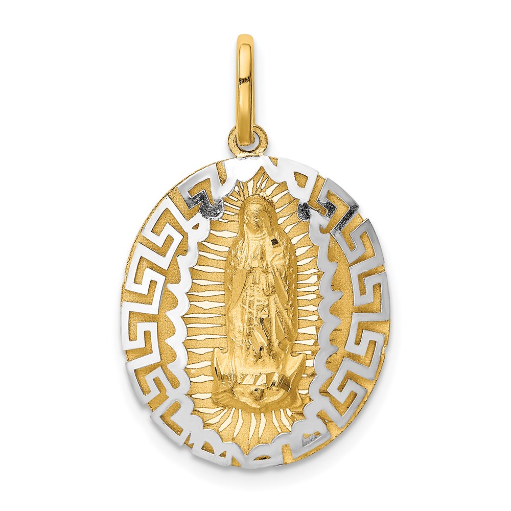 K6341.jpg 14k Two-Tone Our Lady Of Guadalupe Semi-solid Oval Pendant - Image 1
