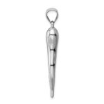 14k White Gold Hollow 3-D Italian Horn Pendant - Image 2