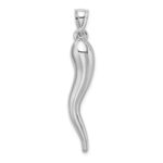 14k White Gold Hollow 3-D Italian Horn Pendant - Image 3
