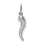 14k White Gold Hollow Italian Horn Pendant - Image 4