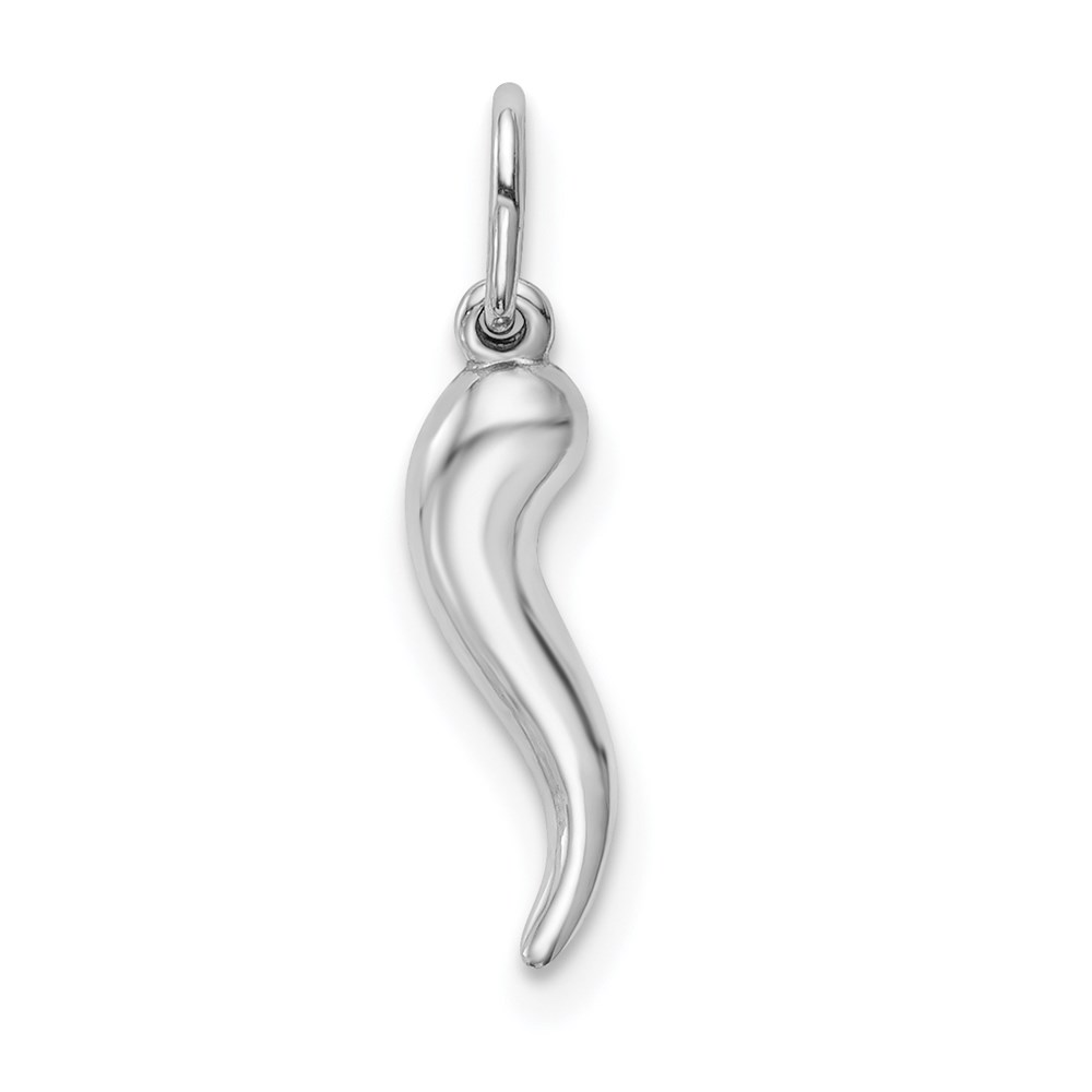 K6387.jpg 14k White Gold Hollow Italian Horn Pendant - Image 1