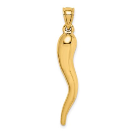 14k Hollow 3-D Italian Horn Pendant