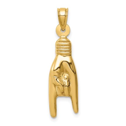 14K 3-D Hollow Rock On Sign Charm