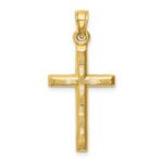 14k Hollow Diamond-cut Cross Pendant