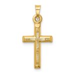 14k Hollow Diamond-cut Cross Pendant