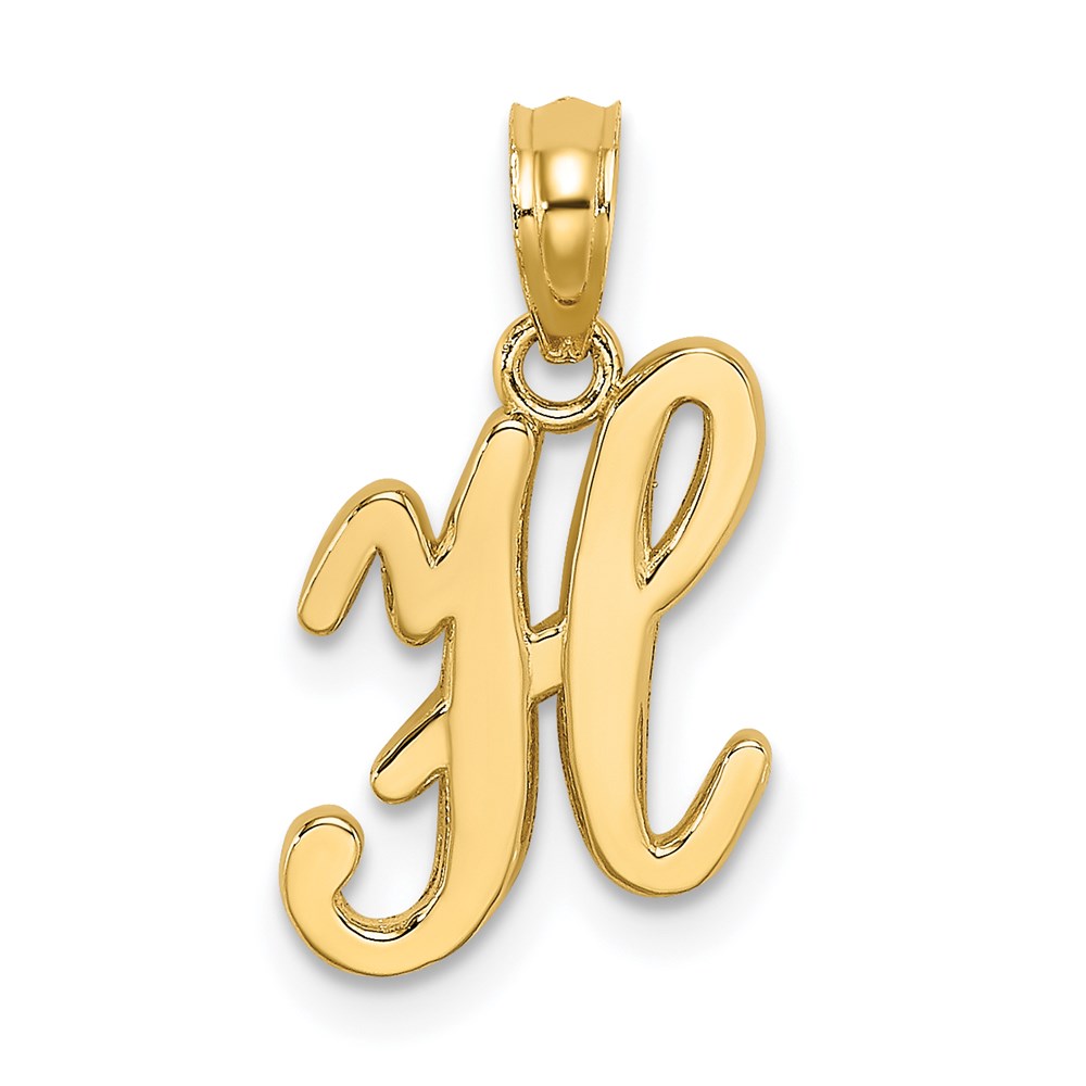 K6422H.jpg 14KY Script Letter H Initial Pendant - Image 1