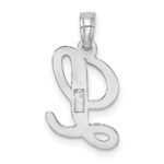 14KW White Gold Script Letter L Initial Pendant - Image 4