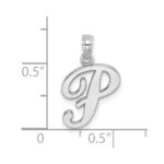 14KW White Gold Script Letter P Initial Pendant - Image 3