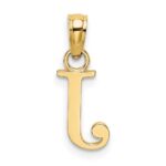 14K Polished Block Letter J Initial Pendant - Image 4