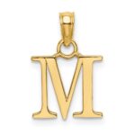 14K Polished Block Letter M Initial Pendant