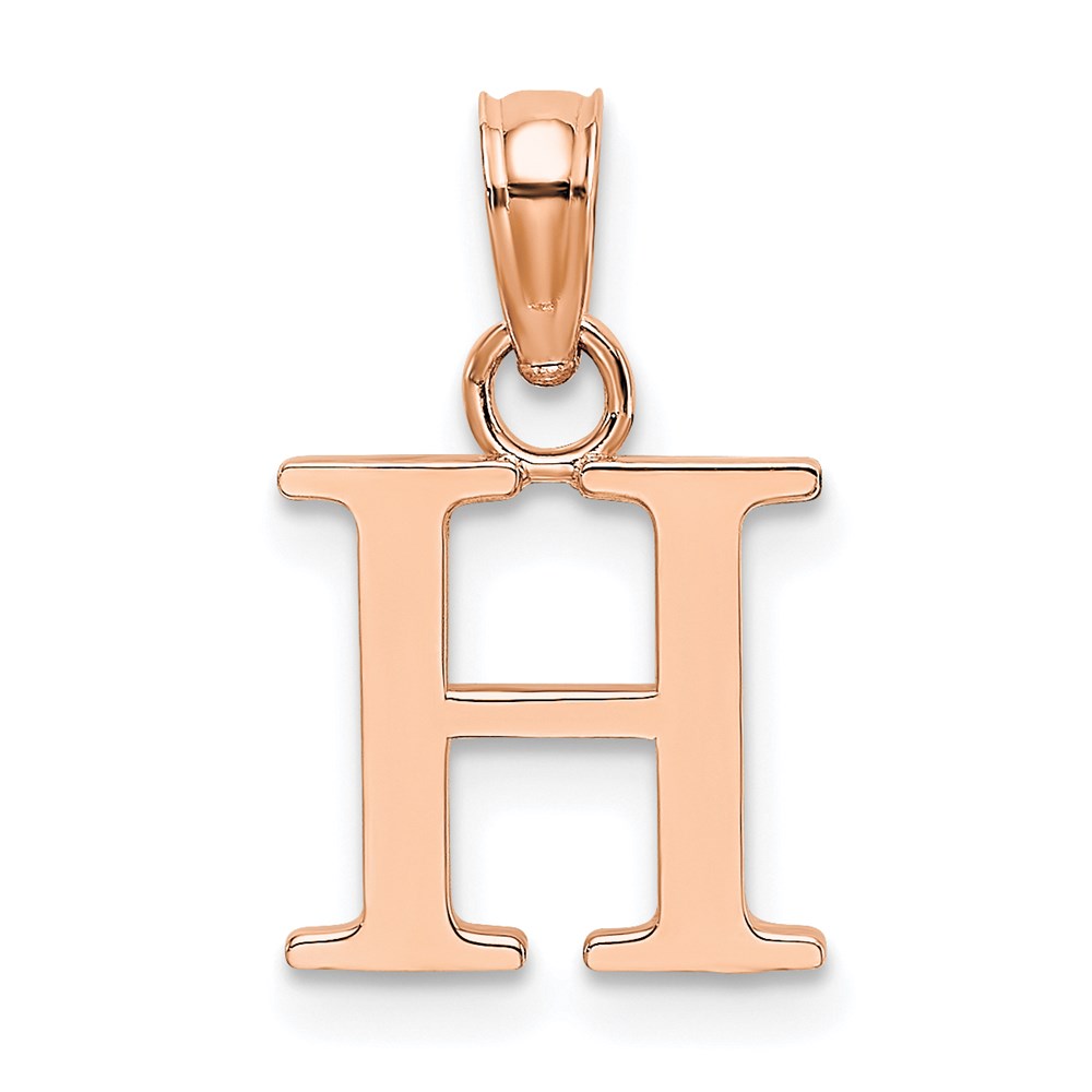 K6423RH.jpg 14K Rose Gold Polished Block Letter H Initial Pendant - Image 1