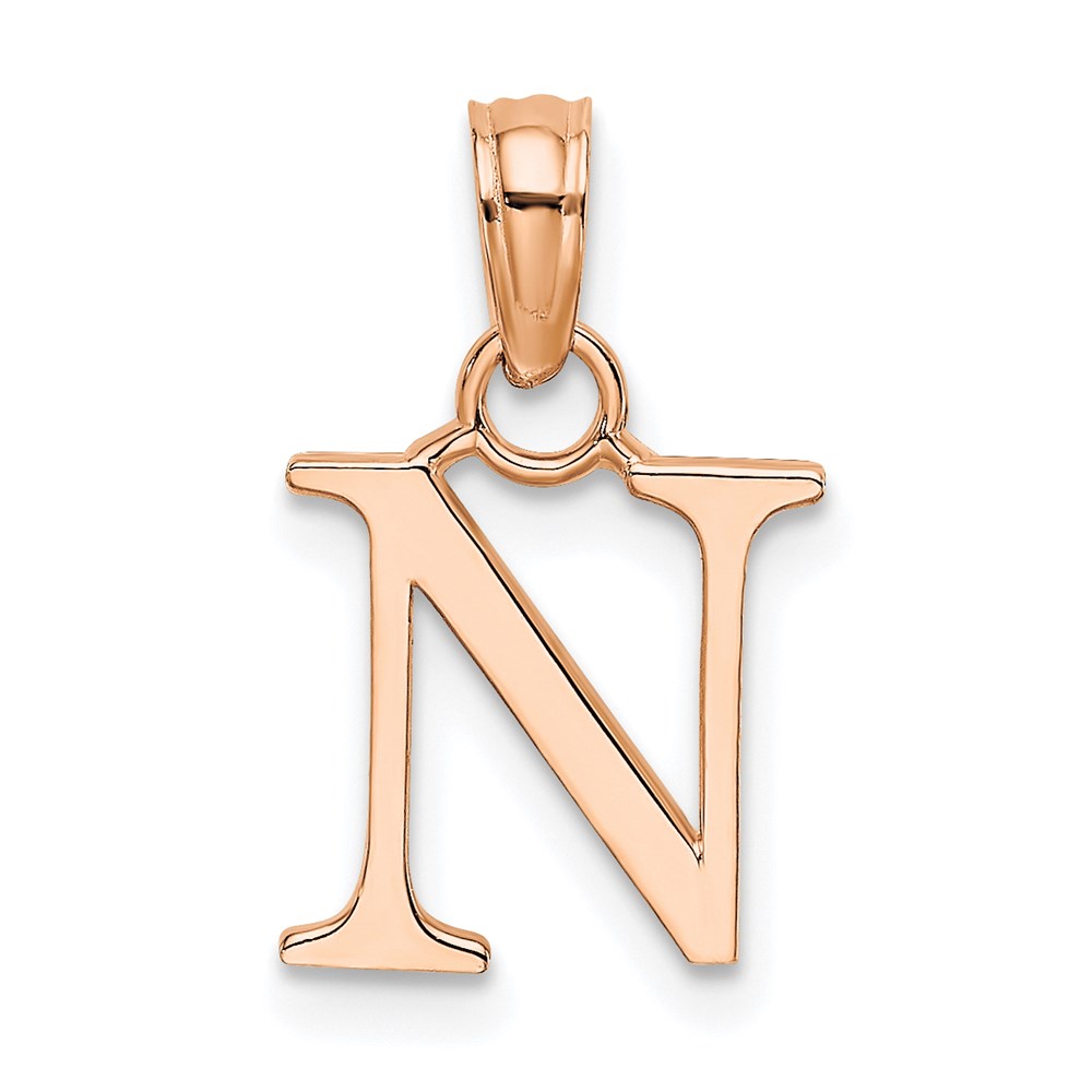 K6423RN.jpg 14K Rose Gold Polished Block Letter N Initial Pendant - Image 1