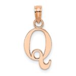 14K Rose Gold Polished Block Letter Q Initial Pendant