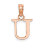 14K Rose Gold Polished Block Letter U Initial Pendant - Image 3