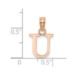 14K Rose Gold Polished Block Letter U Initial Pendant - Image 4