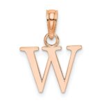 14K Rose Gold Polished Block Letter W Initial Pendant