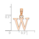 14K Rose Gold Polished Block Letter W Initial Pendant - Image 4