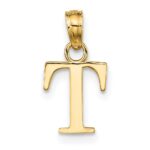14k Polished Block Letter T Initial Pendant - Image 4