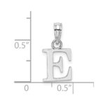 14K White Gold Polished Block Letter E Initial Pendant - Image 3
