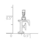 14K White Gold Polished Block Letter F Initial Pendant - Image 3
