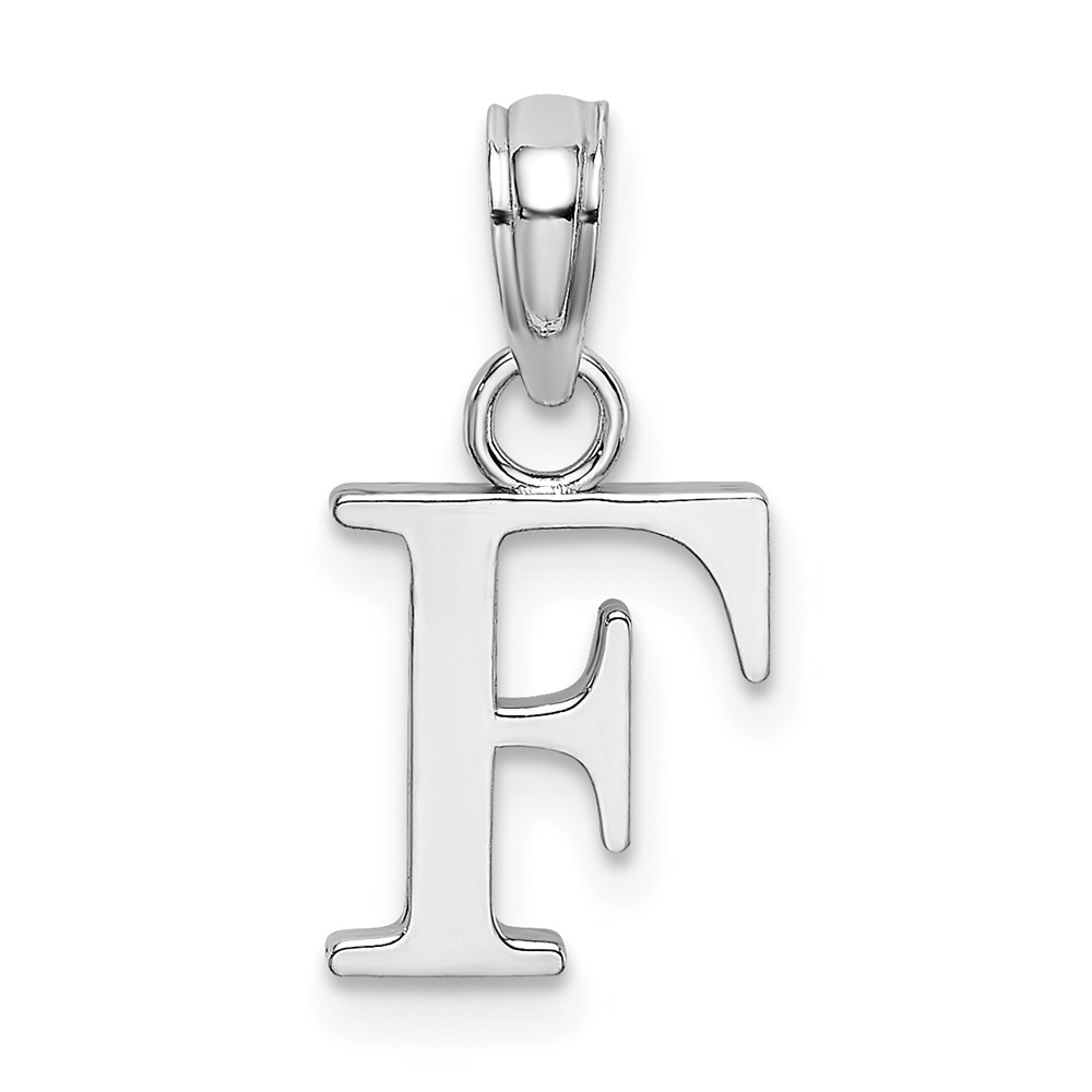 K6423WF.jpg 14K White Gold Polished Block Letter F Initial Pendant - Image 1