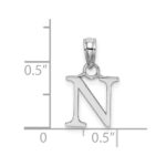 14K White Gold Polished Block Letter N Initial Pendant - Image 3