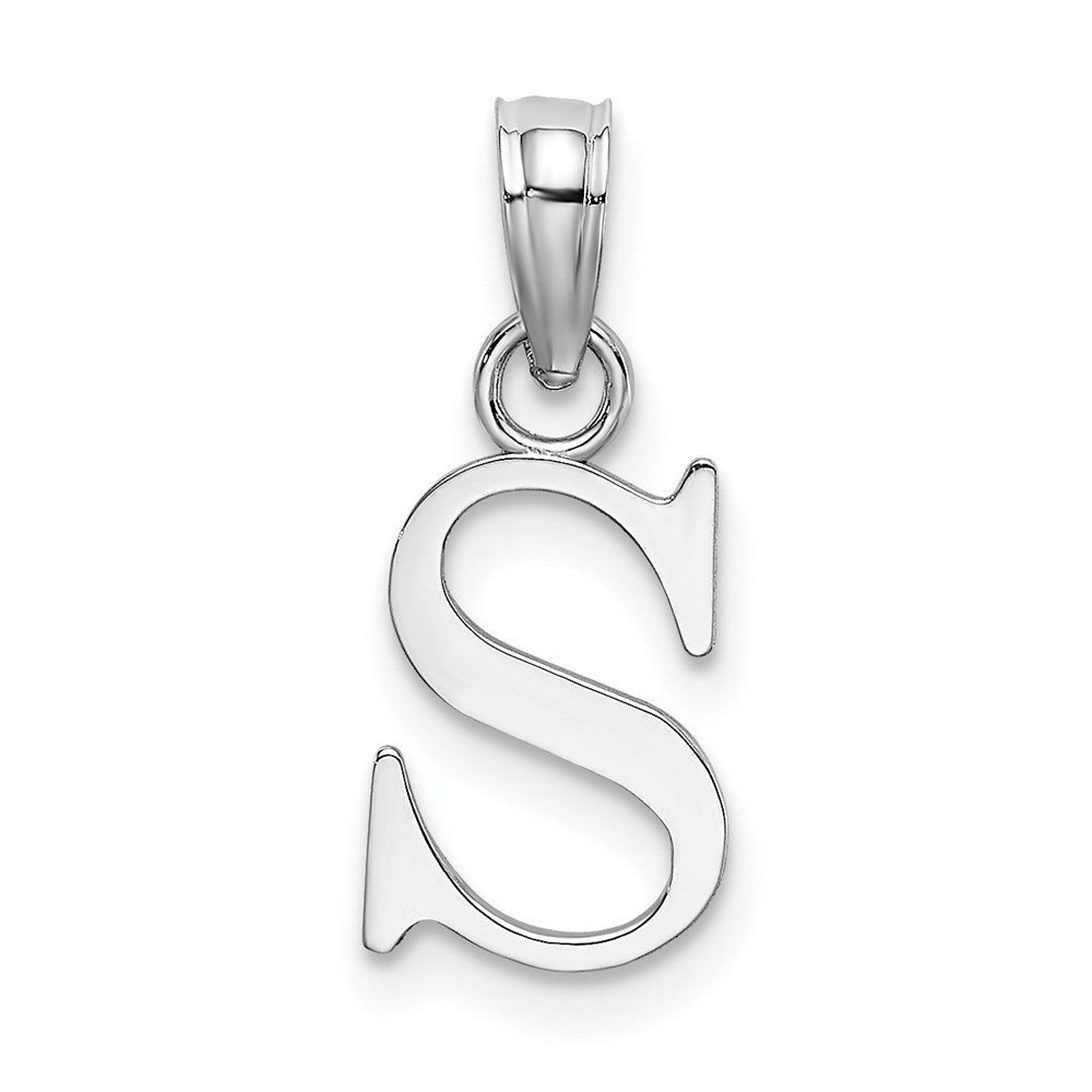 K6423WS.jpg 14K White Gold Polished Block Letter S Initial Pendant - Image 1