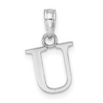 14K White Gold Polished Block Letter U Initial Pendant - Image 4