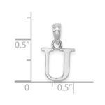14K White Gold Polished Block Letter U Initial Pendant - Image 3