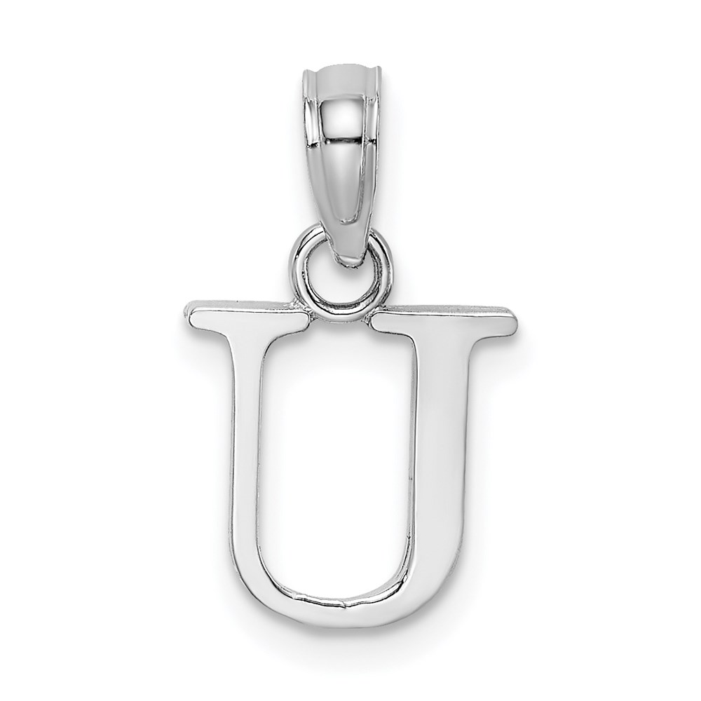K6423WU.jpg 14K White Gold Polished Block Letter U Initial Pendant - Image 1
