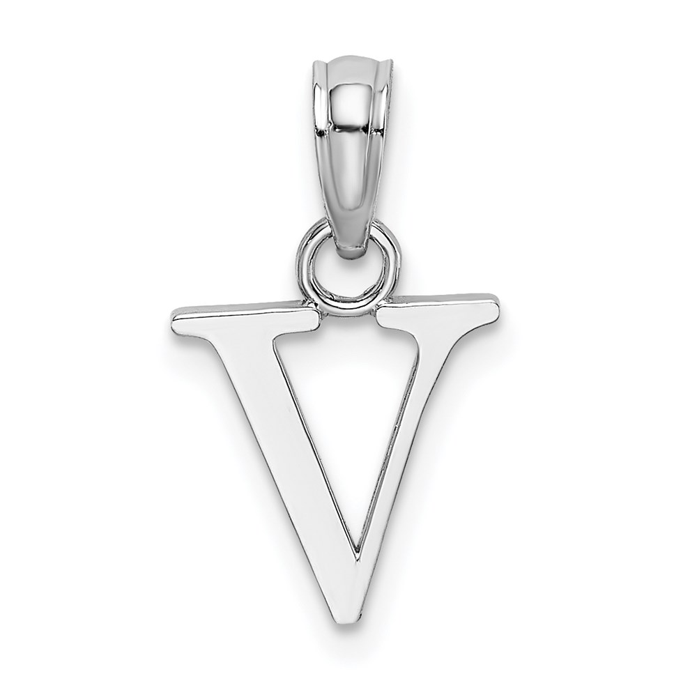 K6423WV.jpg 14K White Gold Polished Block Letter V Initial Pendant - Image 1