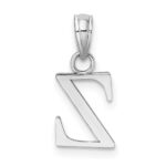 14K White Gold Polished Block Letter Z Initial Pendant - Image 4