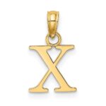 14K Polished Block Letter X Initial Pendant - Image 4