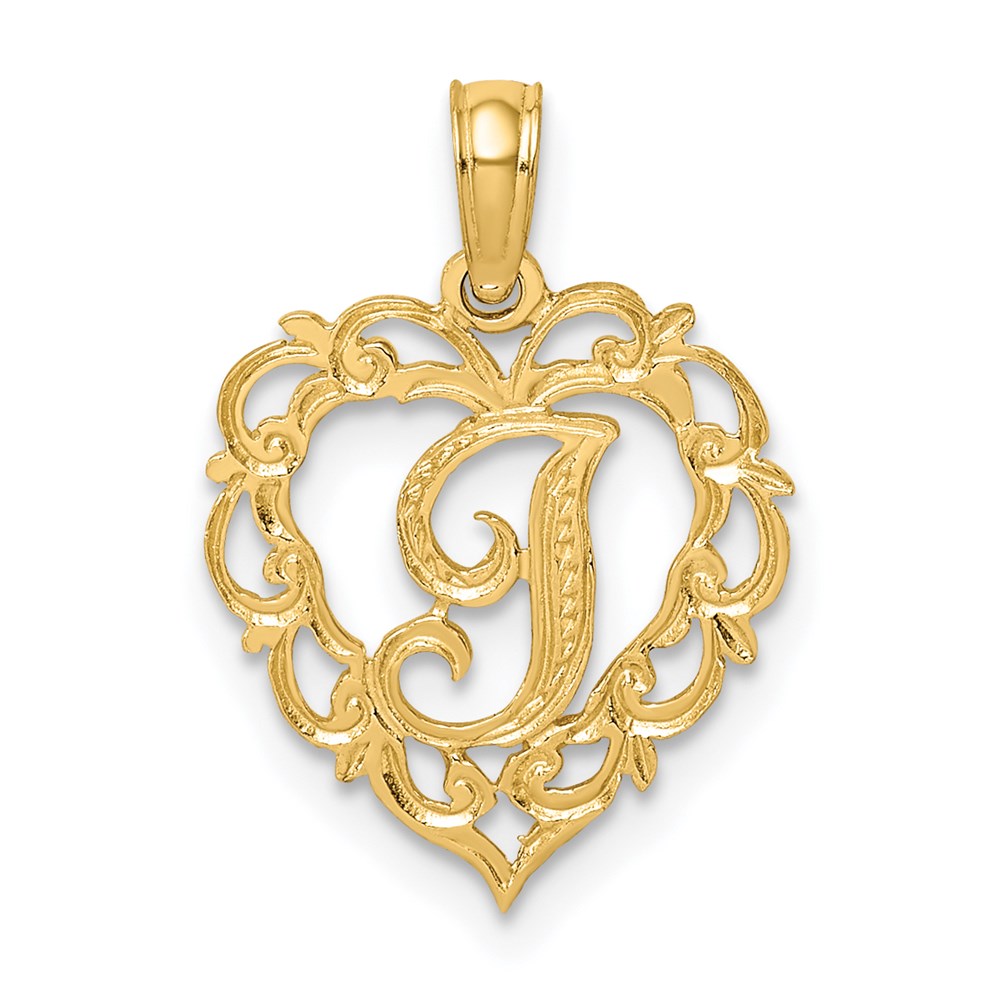 K6424I.jpg 14KY Heart Script Letter I Initial Charm - Image 1