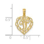 14KY Heart Script Letter V Initial Charm - Image 3