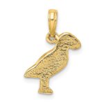 14K 2-D Polished and Textured Puffin Bird Charm - Image 4