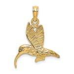 14K Textured Hummingbird Flying Charm