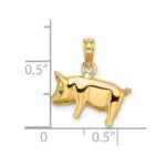 14K 3-D Polished Pig with Curly Tail Charm - Image 3