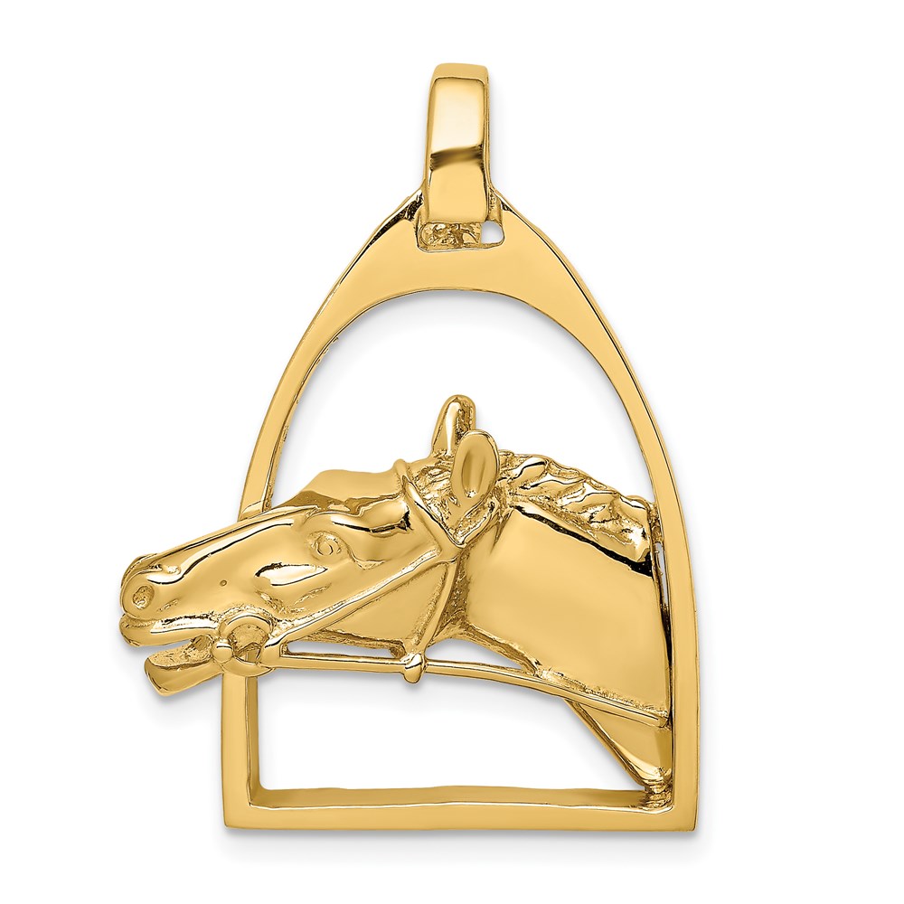 K6490.jpg 14K Polished Horse Head in Stirrup Charm - Image 1