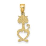 14K Cut-Out Textured Cat Charm - Image 4