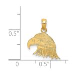 14K Textured Flat Eagle Head Charm - Image 3