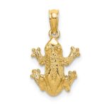 14K 2-D Textured Top View Frog Charm