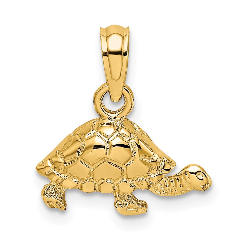 K6529.jpg 14K Polished and Textured Mini Turtle Charm - Image 1